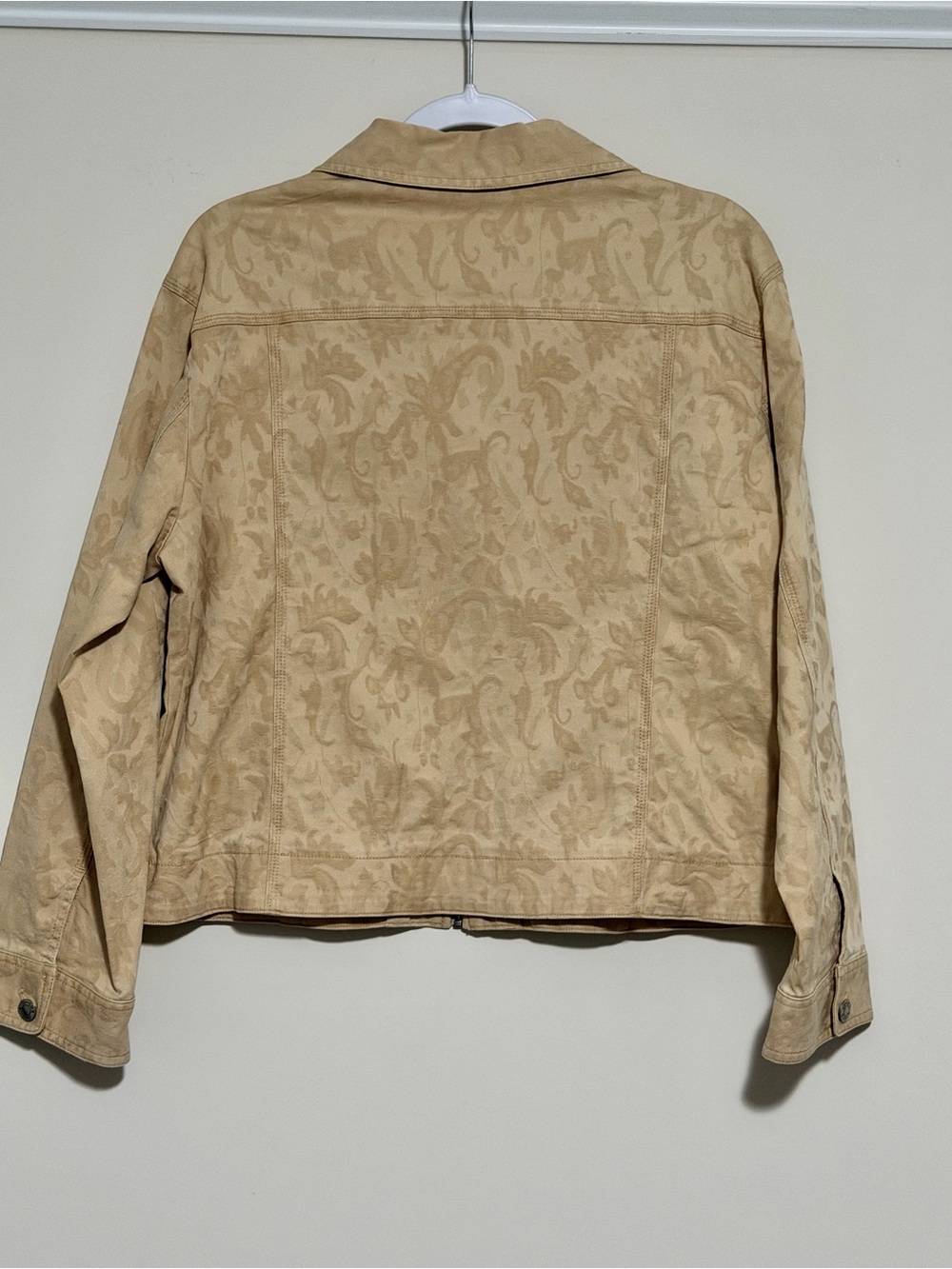 Chico's Light Gold/Yellow Jacquard Zip Denim Jacket - Picture 9 of 9